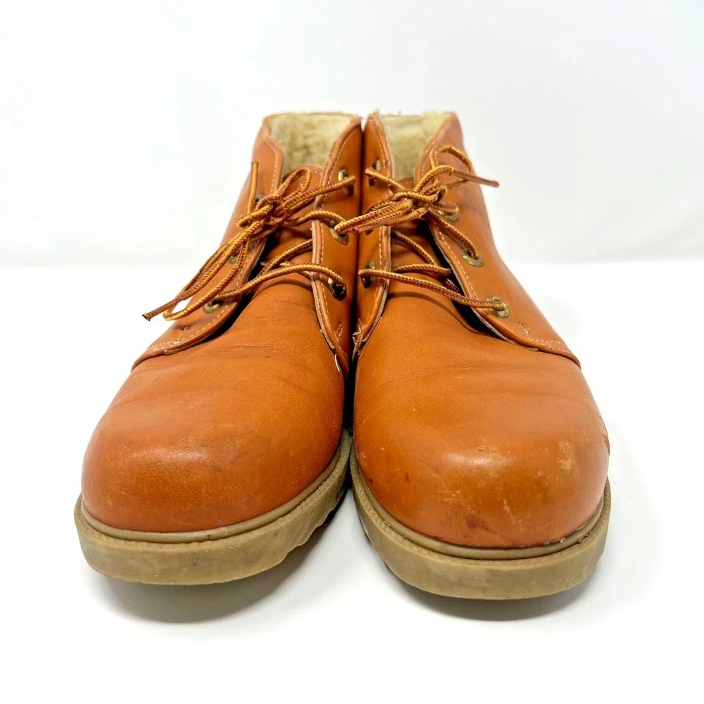 Vintage Wolverine Chukka Boots Brown Leather Wool Shearling Lined USA Men's 8.5M